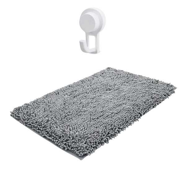 Super Absorbent Non-Slip Shaggy Bath Mat + Wall Hook With Suction Cup