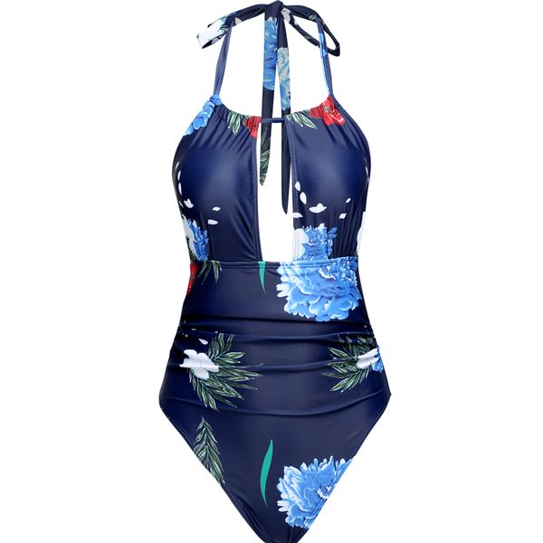 Olive Tree - Ladies One Piece Tummy Control 2-Way Swimsuit - Navy