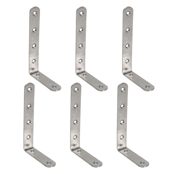 6Pcs 125X75mm L Shape Stainless Steel Shelf Corner Brace Angle Bracket