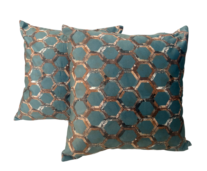 Hexagon Green Velvet Scatter Cushion Set