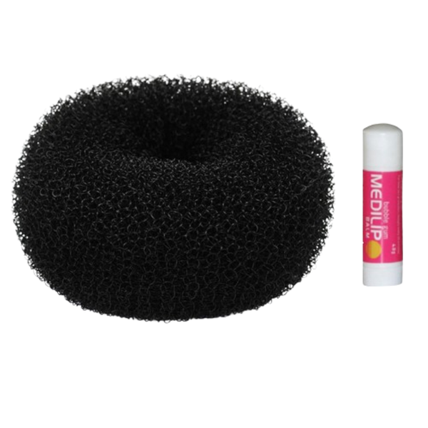 9cm Brown Hair Donut/ Bun with Added Lip Balm