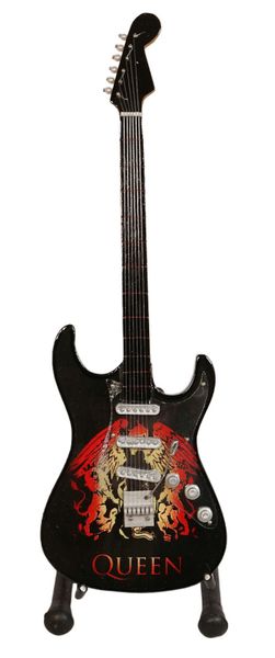 Ornamental Mini Wooden Guitar - Queen Red Black 7xm x 24cm
