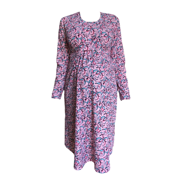 Maternity - Corporate Dress - Long Sleeve - Up to 6XL - Pink Floral