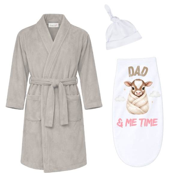 Baby &amp; Dad -Winter Gown &amp; Baby Swaddle Cocoon-Eng-Farmer Pink