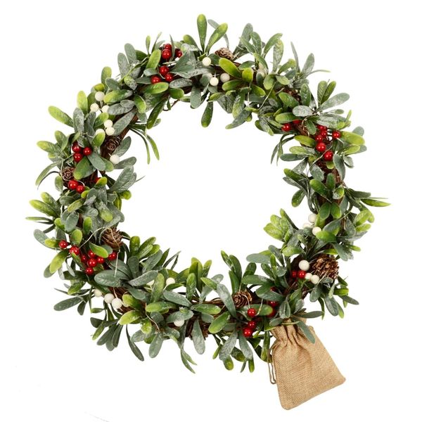 Light Up Mistletoe Berries Christmas Wreath