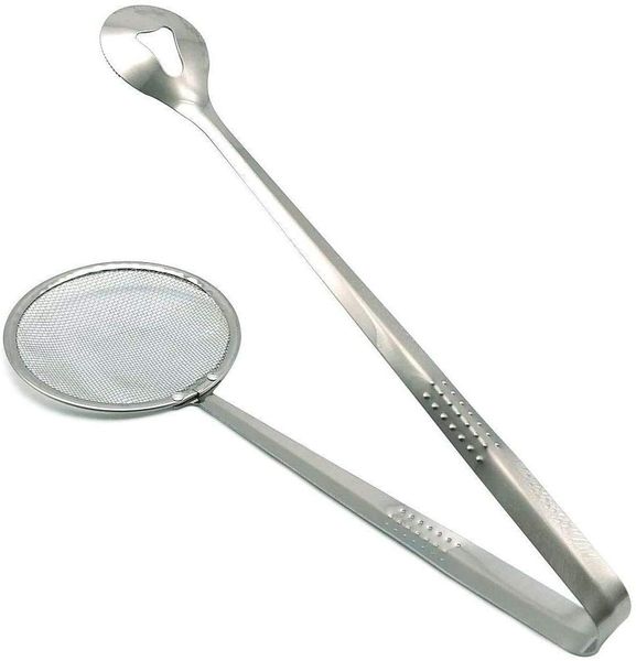 2 in 1 Fry Tool Filter Spoon Strainer with Clip