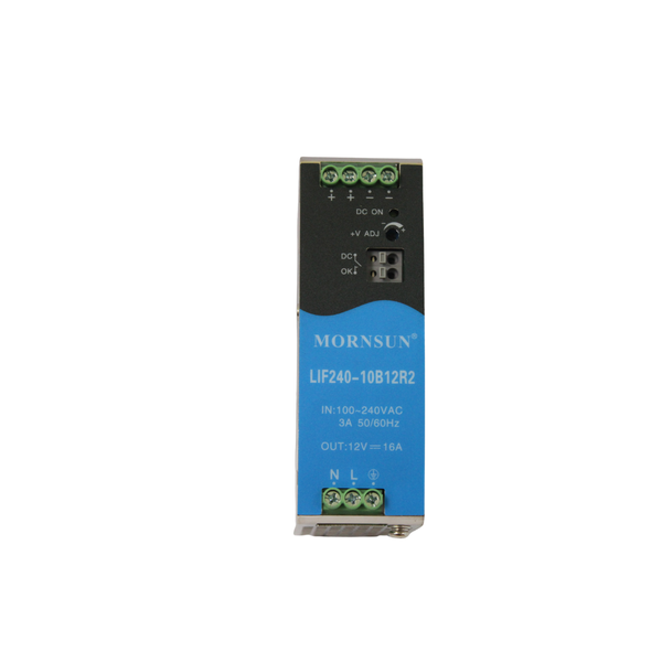 LIF240-10B12R2 12V 16A DIN Rail Power Supply w/ Active PFC &amp; -40 C to 70 C
