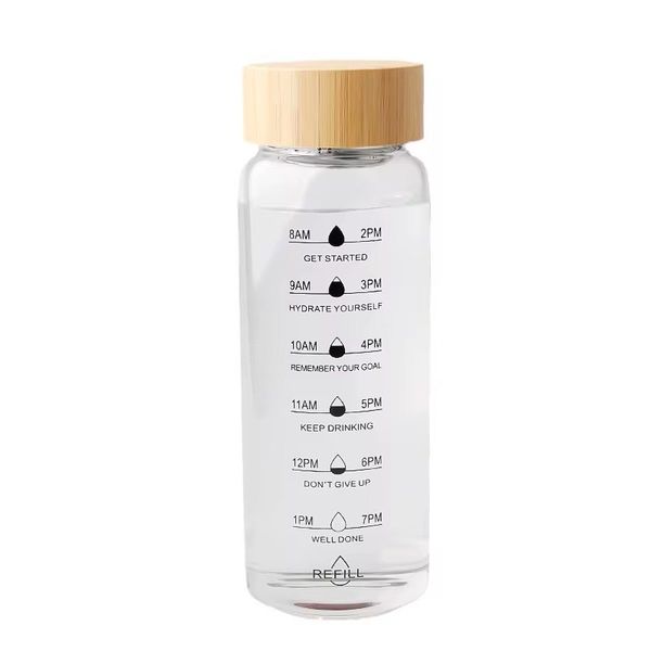 Borosilicate Glass Motivational Water Bottle
