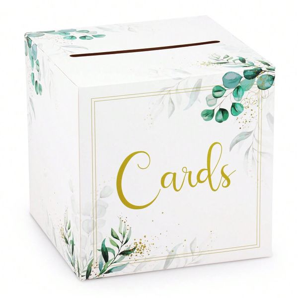 Leaf and Gold Foil Design Wedding Card Box