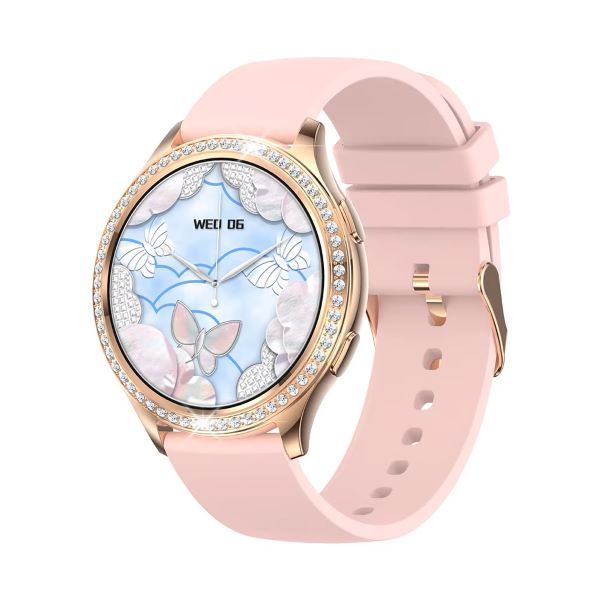 Jewel Encrusted Smartwatch with silicon band and AI Voice Assist
