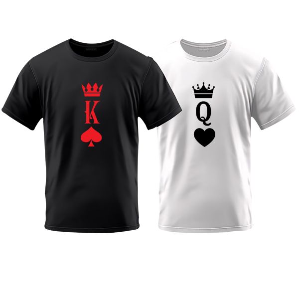 Couples T-Shirts Printed - K &amp; Q - King and Queen