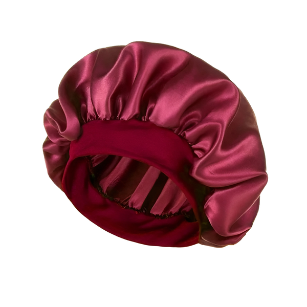 Luxury Sleep Satin Bonnet with Elastic Band - Maroon
