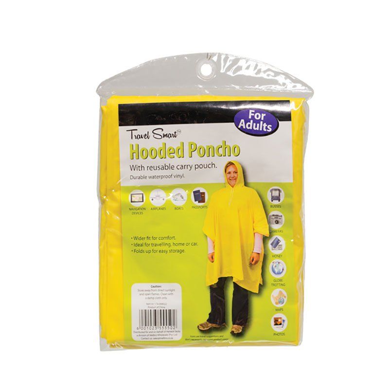 Poncho With Hood - Vinyl - Adult - Yellow - 132cm x 203cm