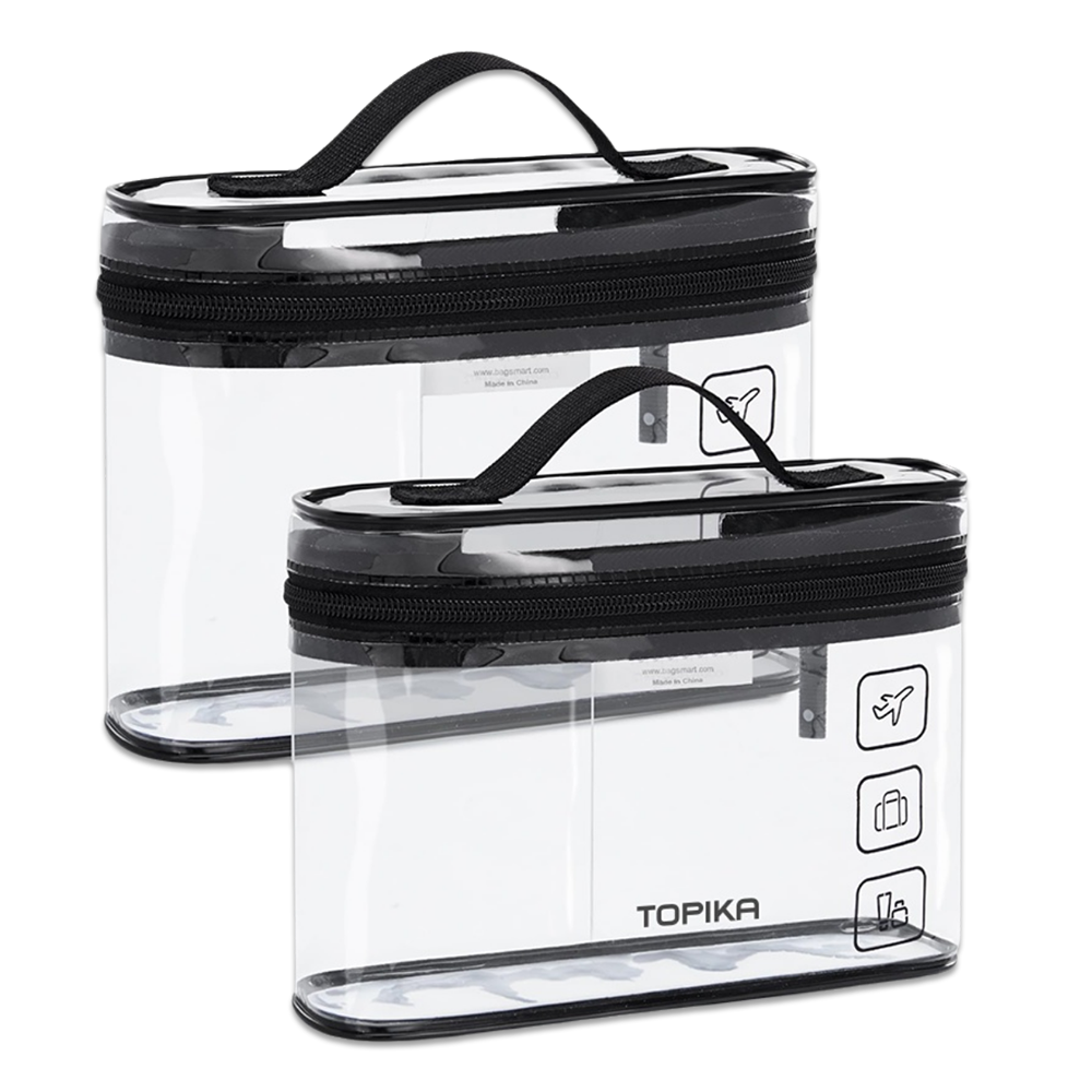 Topika - TSA Toiletry Bag 2pcs, Clear Makeup & Travel Toiletry Bag Set