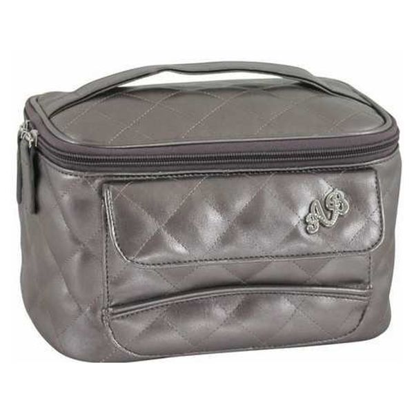 AB Collezioni Ladies Girls Glamour Beauty Cosmetics Makeup Case Silver Grey