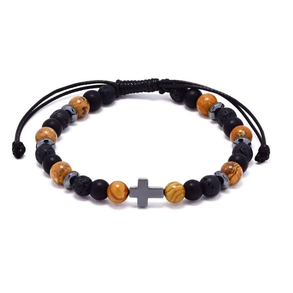Androgyny Adjustable Beaded Cross Bracelet