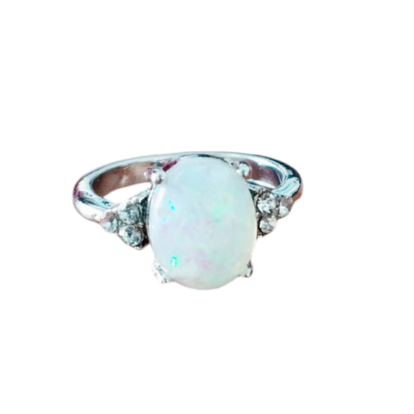 Pretty Jewels Boho Silver Plated Opal Ring- Size 5