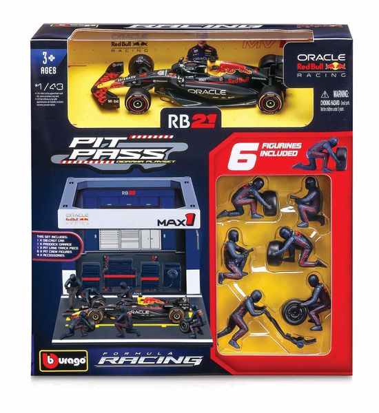 Bburago 1/43 Red Bull F1 RB21 2025 Pit Pass #1 Max Verstappen (33cm Long)