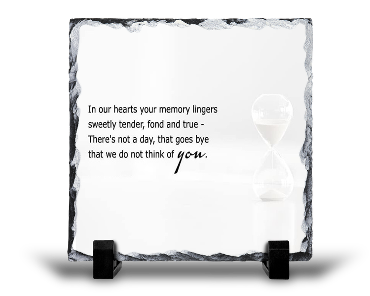 In Our Hearts Your Memory Lingers Remembrance Memorial Gift Rock Slate