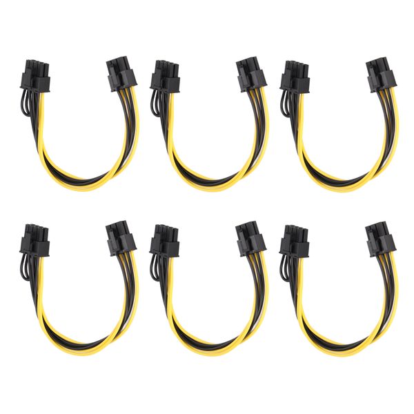 6 Pieces GPU Power Cables, PCIE 6Pin to 8Pin, 20cm