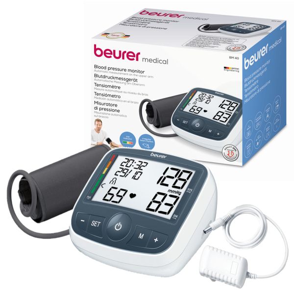 Beurer Germany Upper Arm Blood Pressure Monitor with Mains Adaptor BM 40 OP