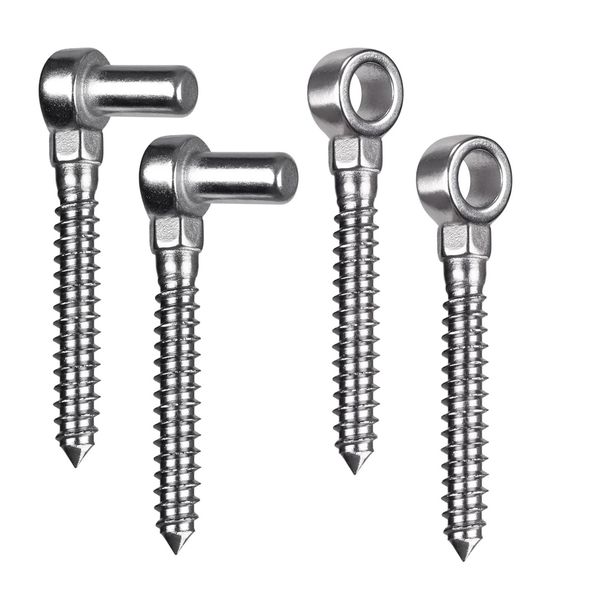 Tool DIY Stainless Steel Screw Hook Gate Hinge 4Pcs - (12cm)