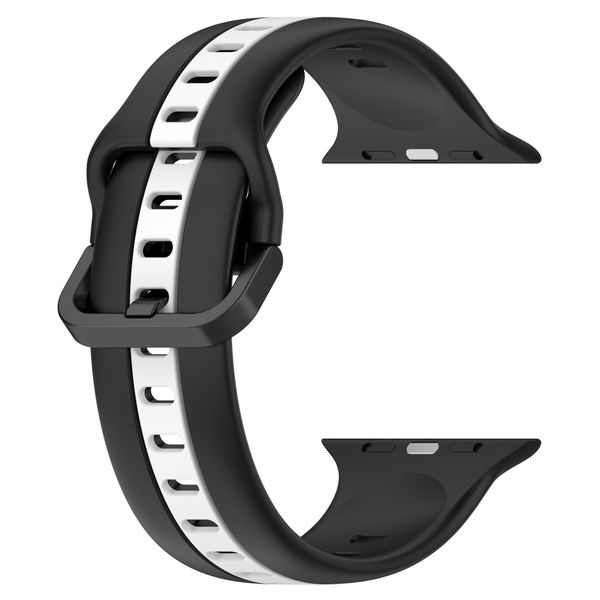 Two Tone Silicone Strap For Apple watch-42/44/45mm-Black &amp; White