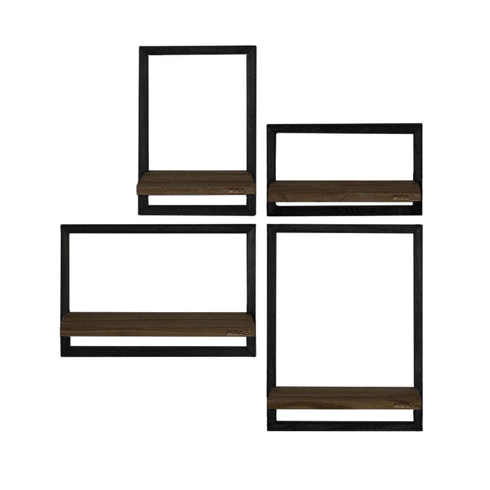 MIkaco Square Floating Shelves, Set of 4 Framed Decorative Shelves