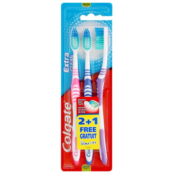 Colgate Extra Clean Medium Toothbrush, 3 Pack