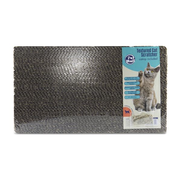 Cat Scratch Pad - Textured Cardboard - With Catnip - 47cm x 24cm x 4cm