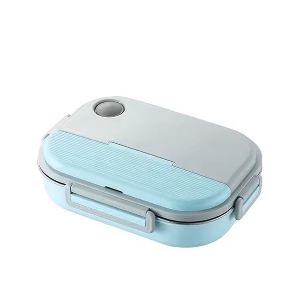 4 Compartment Bento Box with Food Grade 304 Stainless Steel Grid and Bowl