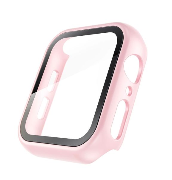 Tempered Glass Protective Case for Apple Watch (45mm)- Rose Gold