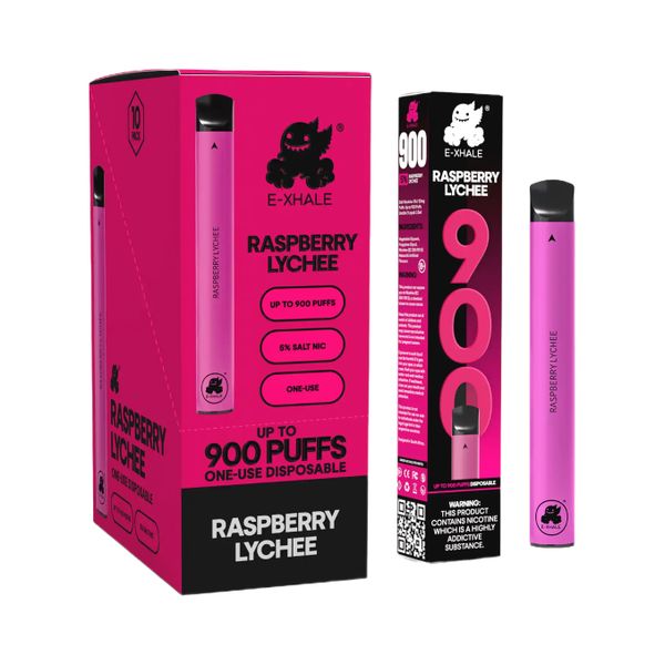E-Xhale 900 Puffs Disposable Vapes - Raspberry Lychee (Pack of 5)