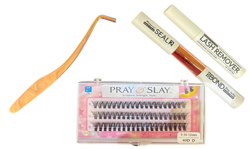 Cluster EyeLashes - 40D - 9-10-12 - Incl Bond, Seal, Remover, Tweezer