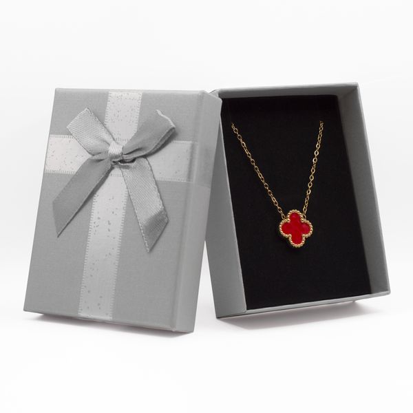 Kn Studio Lucky Red Clover Leaf Chain Necklace A image