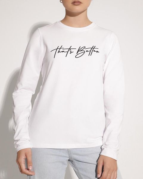 Breeth Women's Comfortable Cotton Long Sleeve Travel T-Shirt with Print - White
