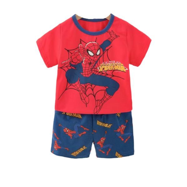 Children's Summer Pyjamas - Korean Style Spider Superhero Cartoon Sleepwear
