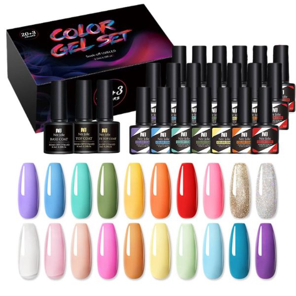 23 Pcs UV Gel Nail Polish Set 20 Colors for Women Gift DIY Nail Art