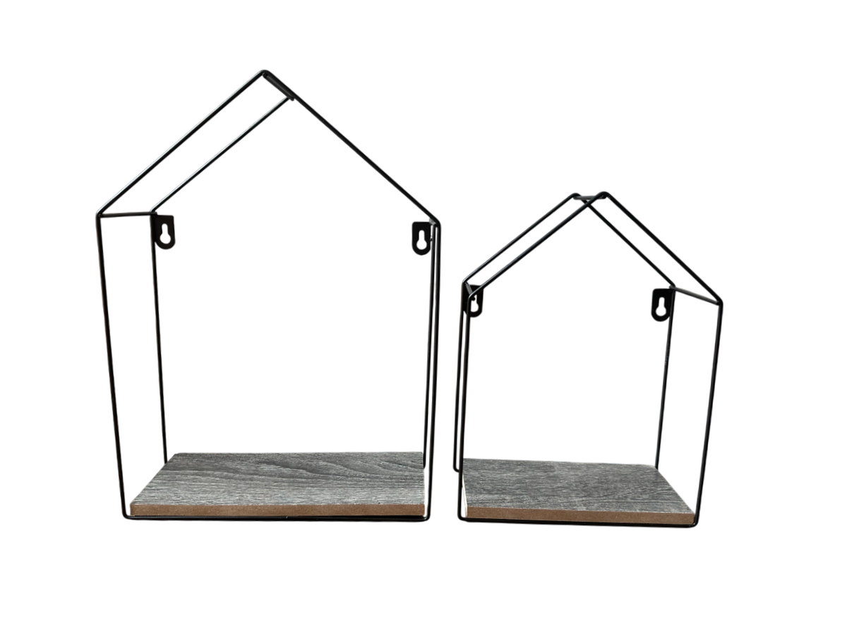 Wall-Mounted House Shaped Shelves - Set of 2