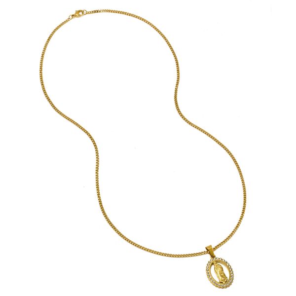 Steel My Heart Waterproof Stainless Steel Oval Virgin Mary Necklace