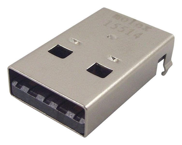 Molex (48037-2200) USB Connector, USB Type A, USB 2.0, Plug, 4 Ways