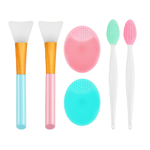 Silicone Face Scrubber Set 6 Pack - Facial Cleansing &amp; Mask Brushes