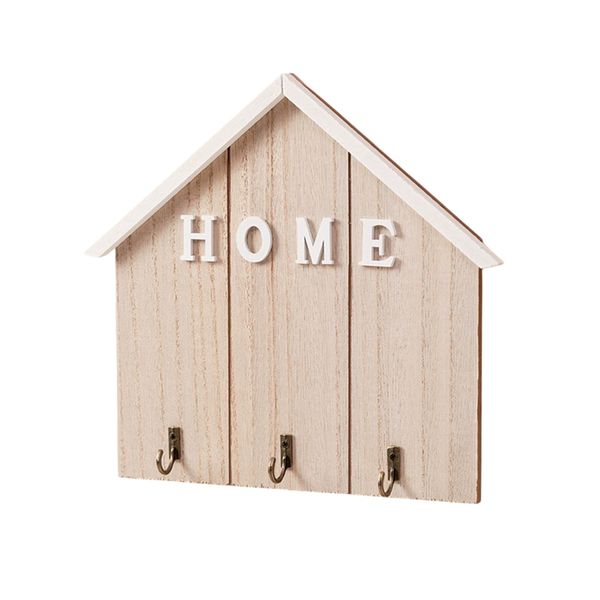 Decorative Wall-Mounted Key Holder With House Shaped Design - Wood