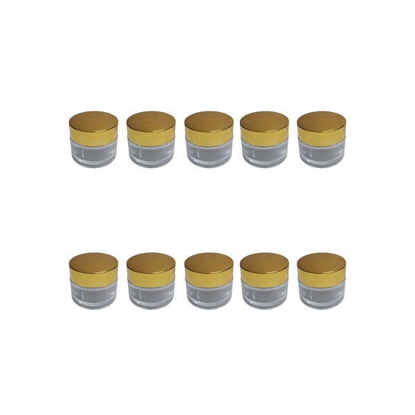10 Pack 50g Glass Cosmo Jars with Gold Lids | Luxury Cosmetic Containers
