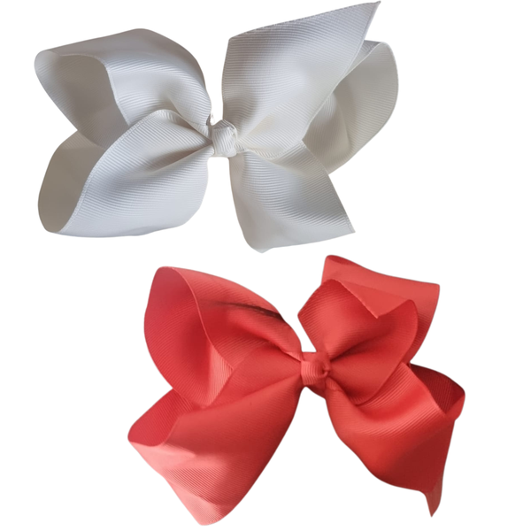 Baby Children Kid Bow Head Band - Set of 2 Bands With White &amp; Orange Colour