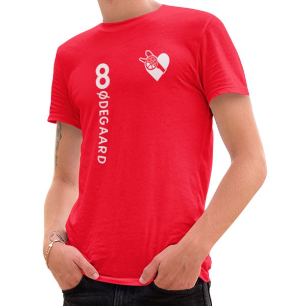 BUFFTEE Odegaard 8 Heart The Gunners Home Jersey StyleTee Martin Red