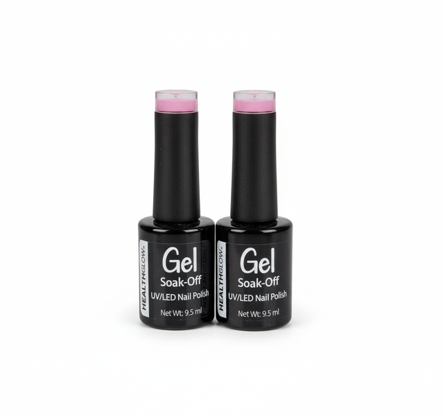 Healthglow Gel Nail Polish - Vibrant Pink 9.5ml for UV/LED Lamps - 2 Pack