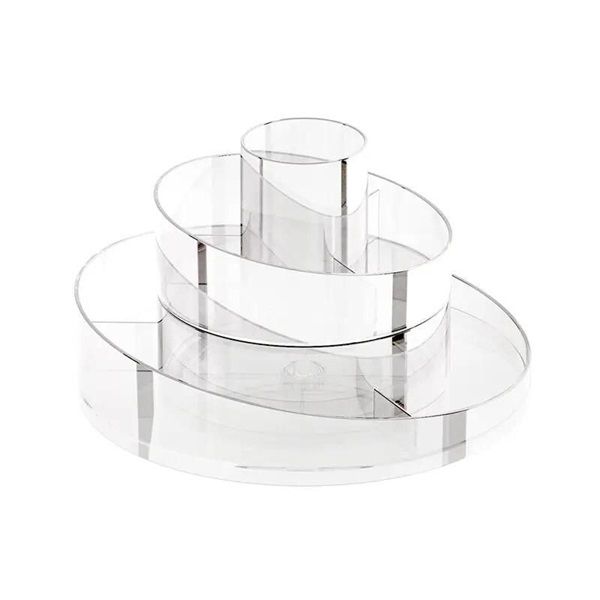 Clear Acrylic Makeup Organizer Tray 360 Rotating Cosmetics Display Case