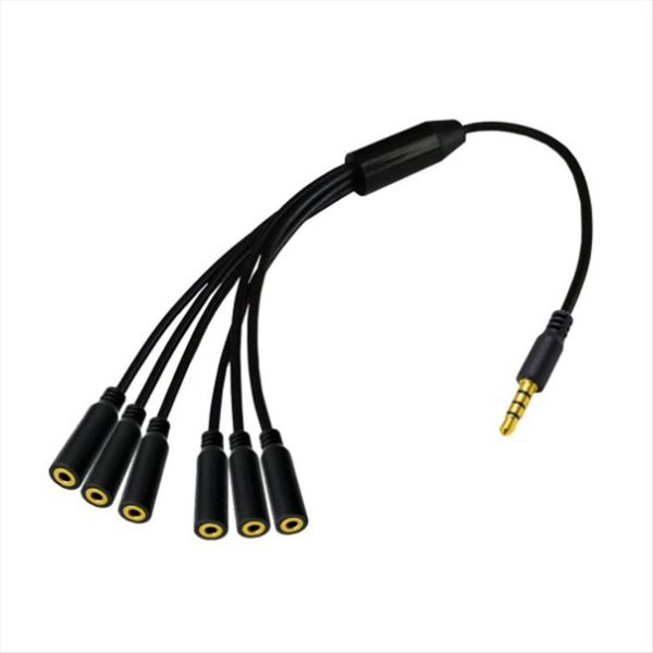 4Pole Trrs Male To 6 Ports Aux Cable Earphone Mic Audio Adapter