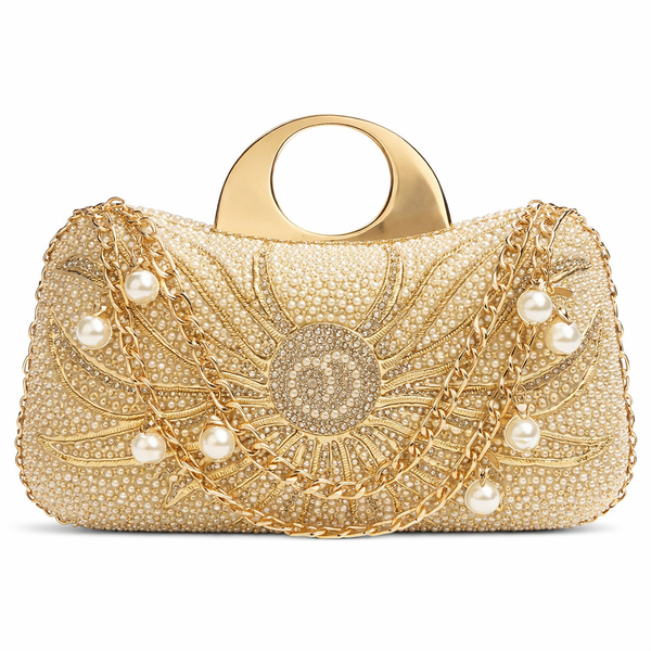 Luxury Beaded Evening Clutch - Pearl Chain Designer Bag